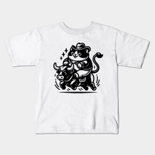 Rodeo Cowboy Cat Kids T-Shirt